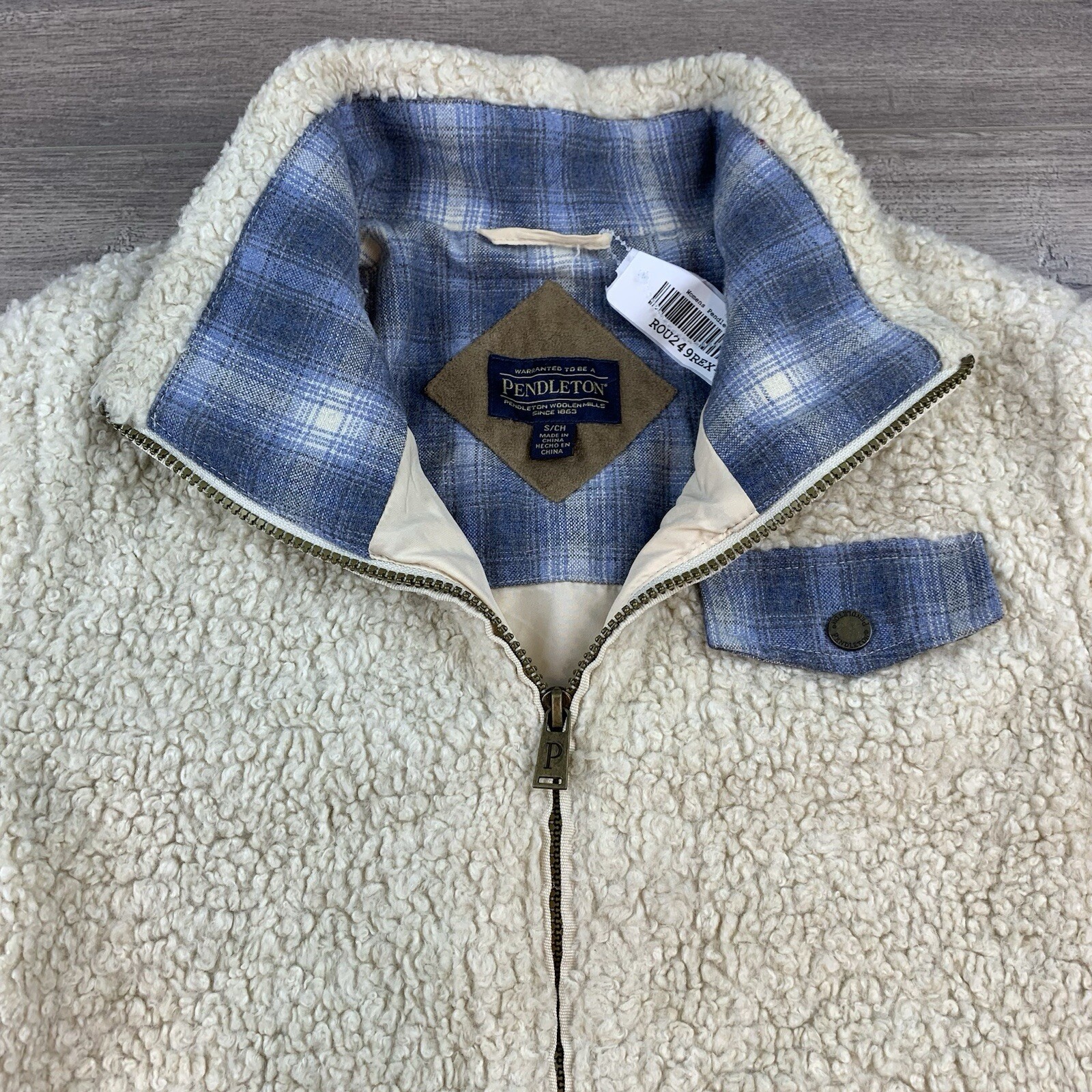 NWT Pendleton Full Zip Sherpa Jacket Women’s Small Beige Fleece Deep Pile Teddy