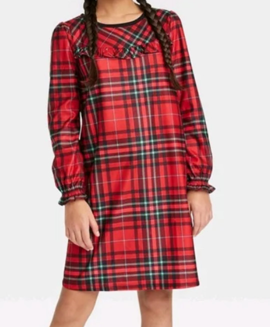 NEW Wondershop Toddler Girl’s Plaid Holiday 1 Piece Nightgown Size 3T
