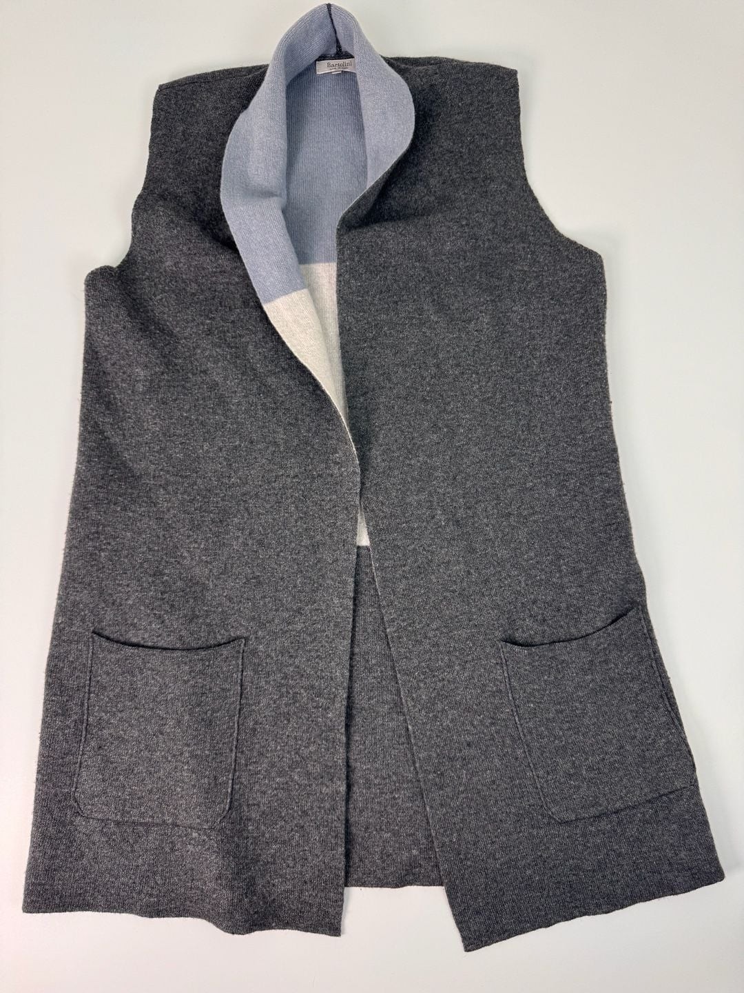 Bartolini Made in Italy Colorblock Wool Cashmere Blend Quiet Luxury Open Front L