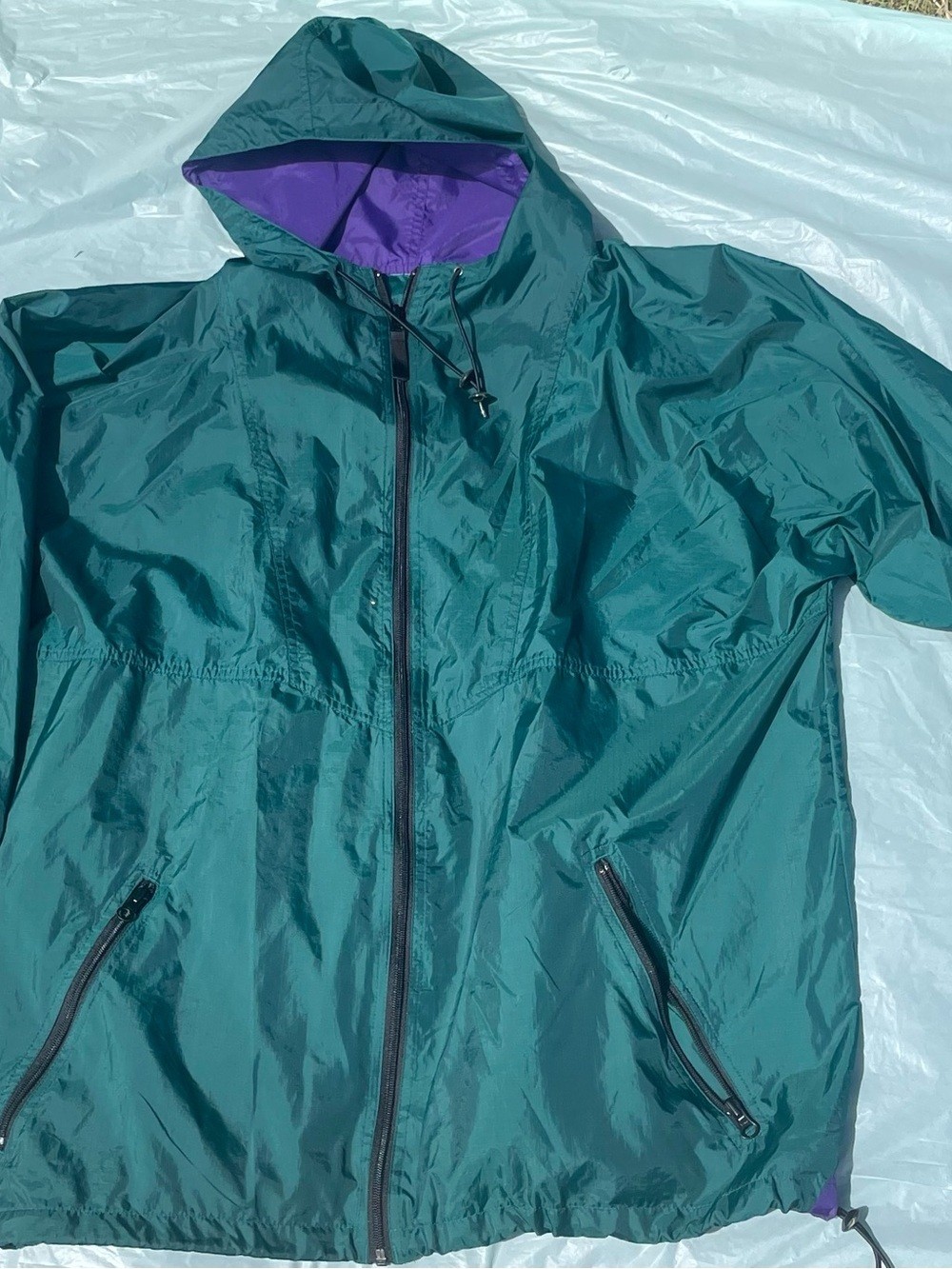 Vintage Helly Hansen Retro Teal Windbreaker with Purple Hood