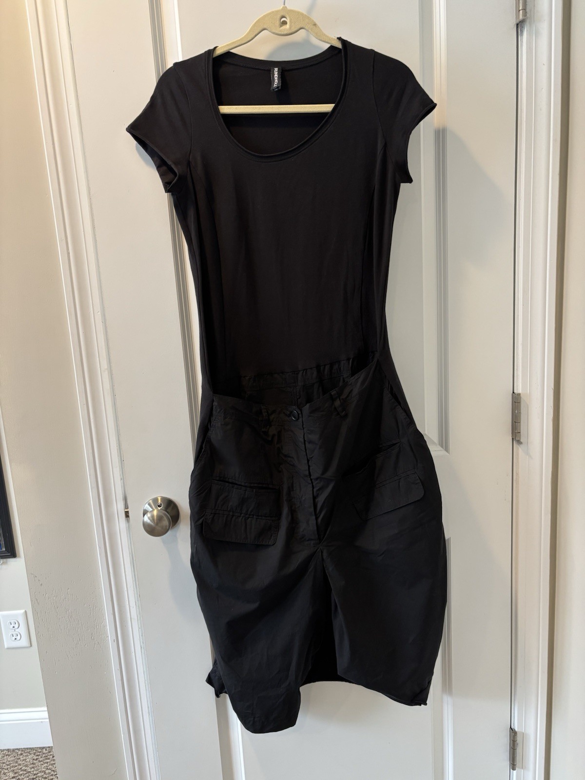 Rundholz Black Label SS14 Jersey Dress Attached Cotton Overshorts Drop Crotch S