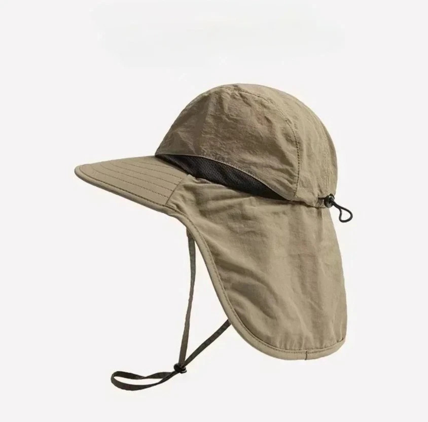 Wide Brim Sun Hat with Neck Flap UV Protection Hiking Fishing Cap for Men Women