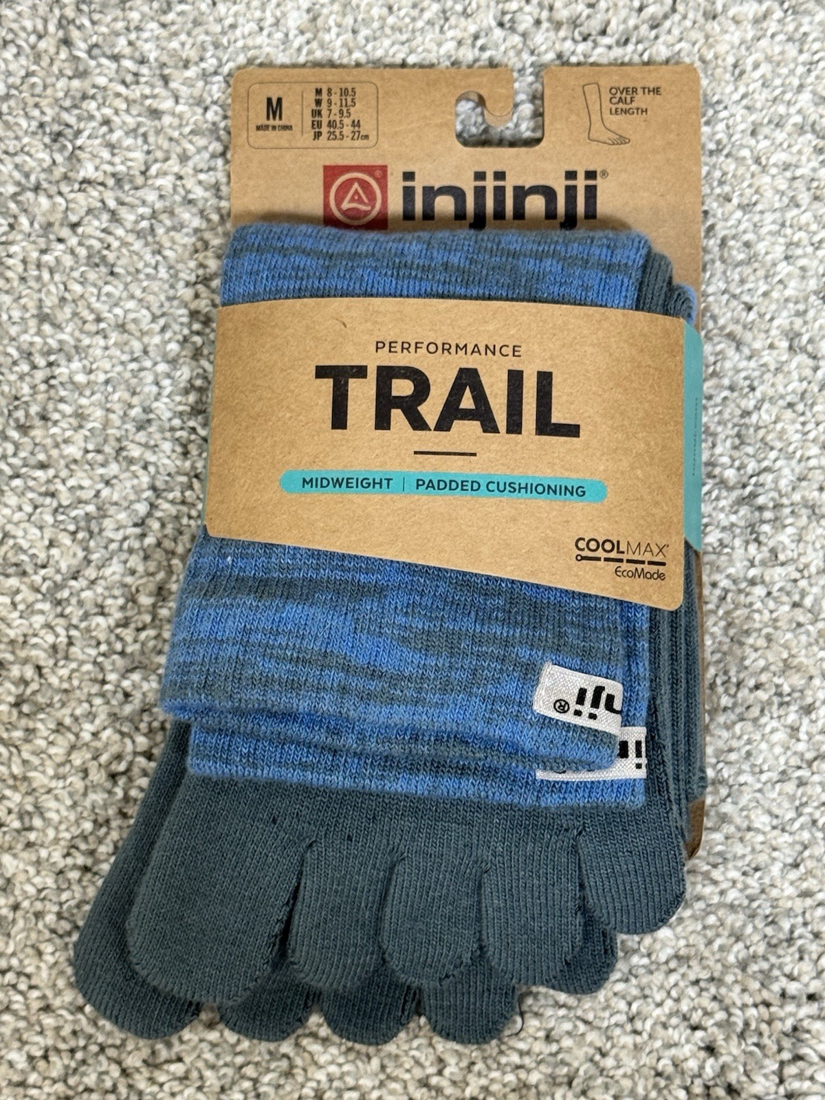 Injinji Over the Calf Performance Trail Socks Size Medium M 8-10.5