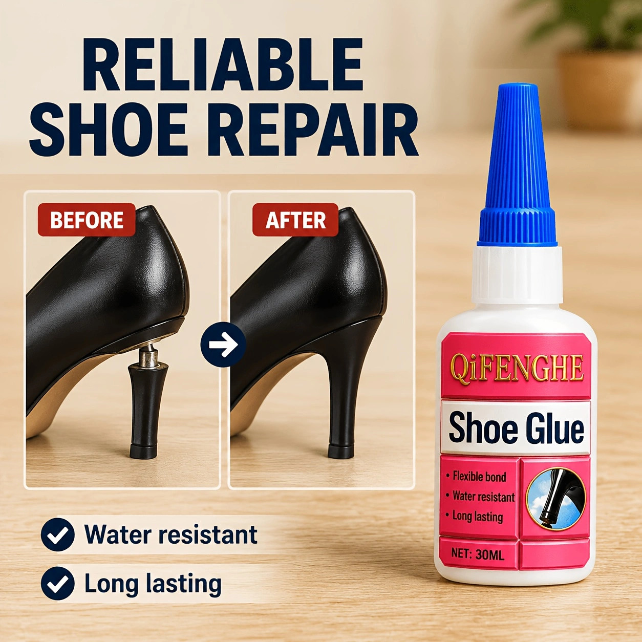 Shoe Glue 30ml Flexible Waterproof Strong Adhesive for Sneakers Sandals Boots Sh