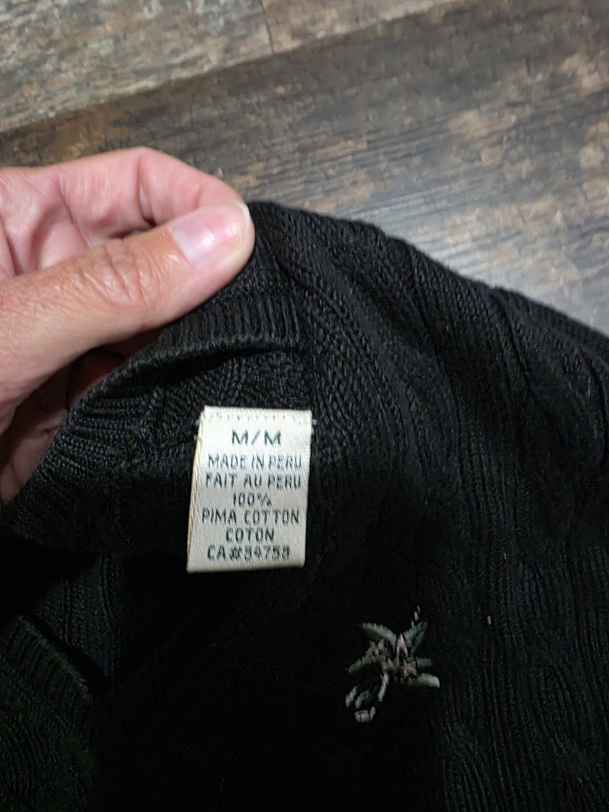 Fairway & Greene Ladies Black Cable-Knit V-Neck Pullover Cotton Sweater M