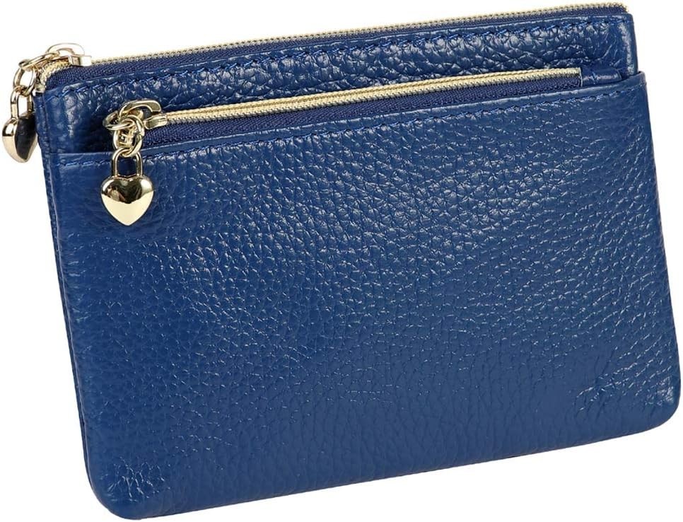Stylish Women’s Royal Blue Genuine Leather Coin Purse with Zipper Closure