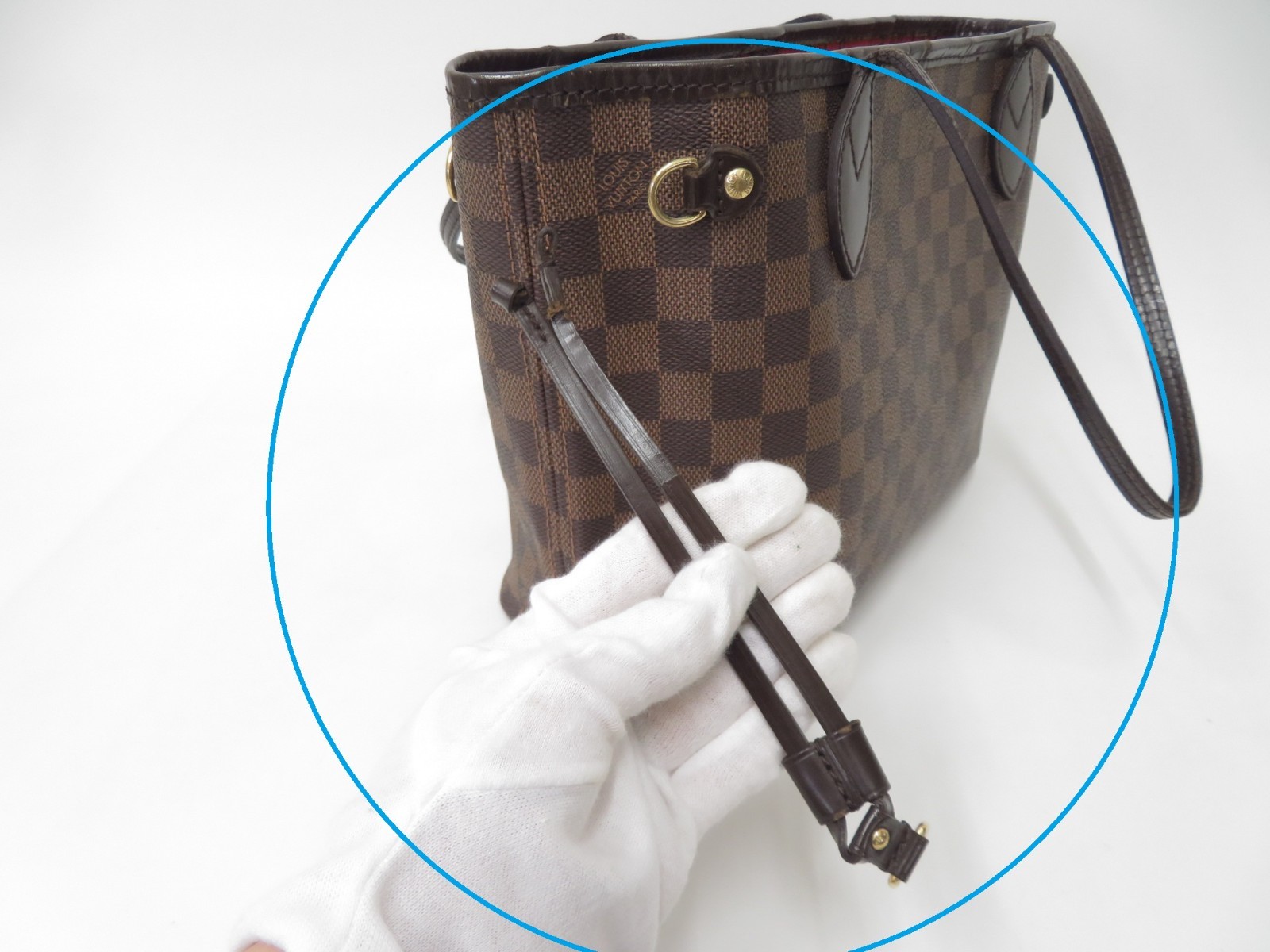 Authentic Louis Vuitton Damier Ebene Neverfull PM Tote Bag Handbag F#51490