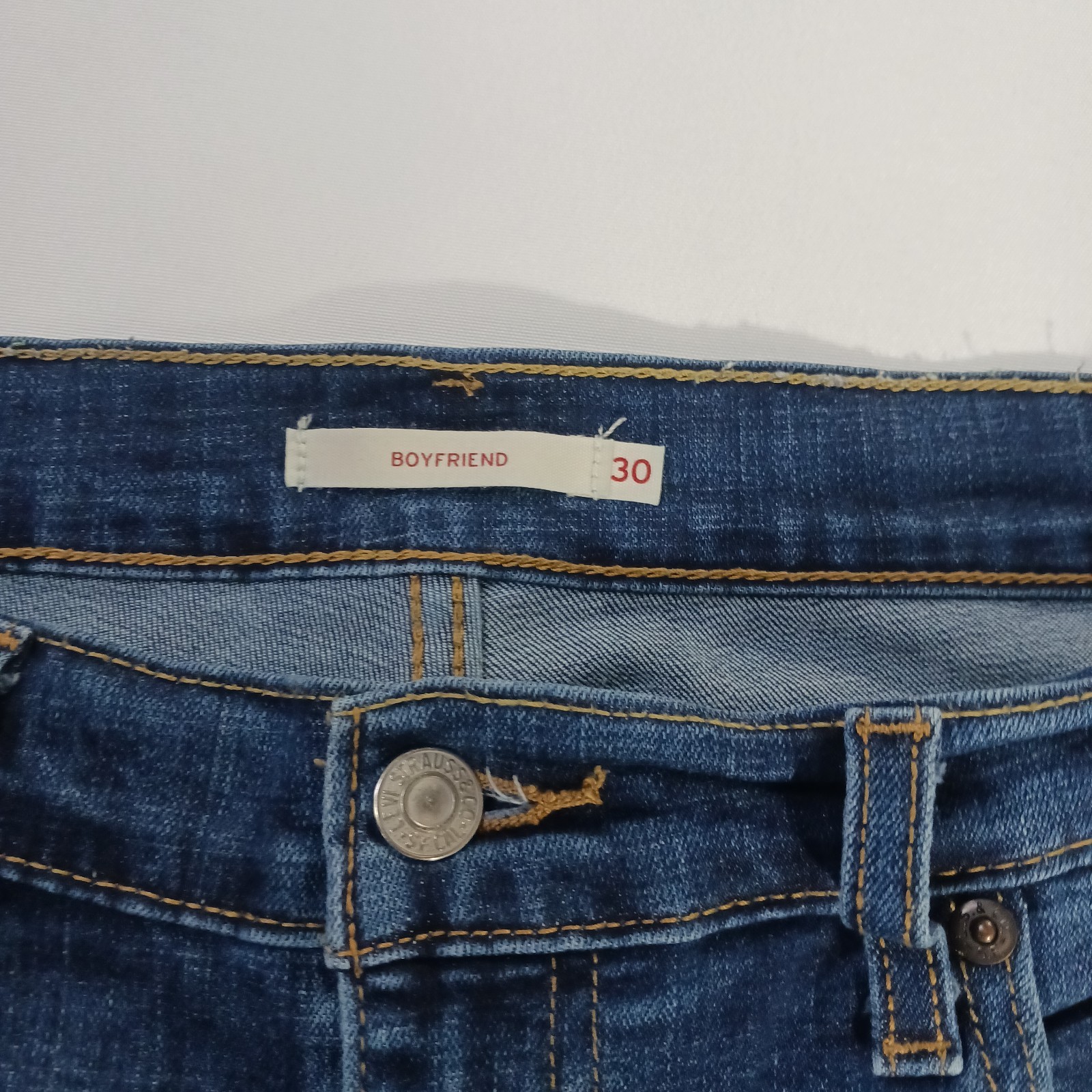 Levi’s Boyfriend Men’s Blue Cotton Blend Denim Jeans Size W30 L27 Fits (32×27)
