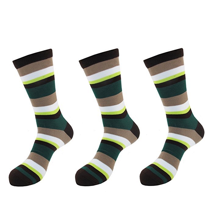 Men’s XL Rayon from Bamboo Casual Dress Striped Socks – 3 Pair Value – Color 2
