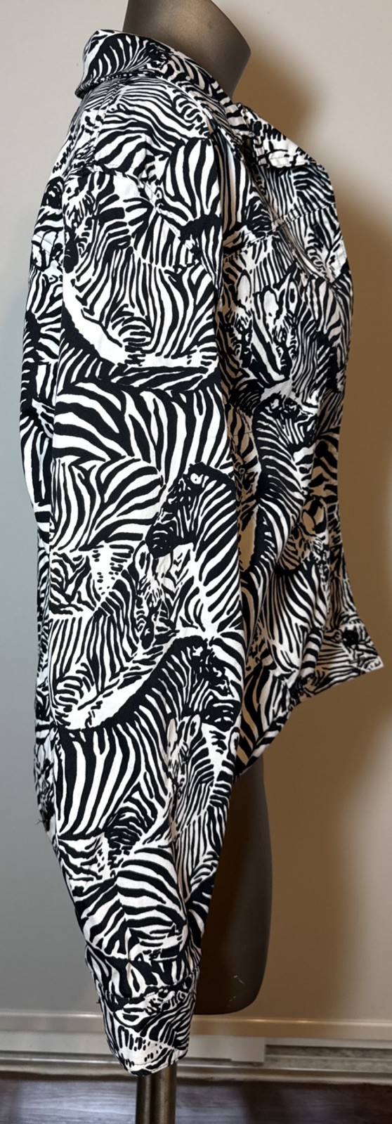 Alfred Dunner Black White Zebra Jacket 14 Blazer Cotton Blend Lightweight Blazer