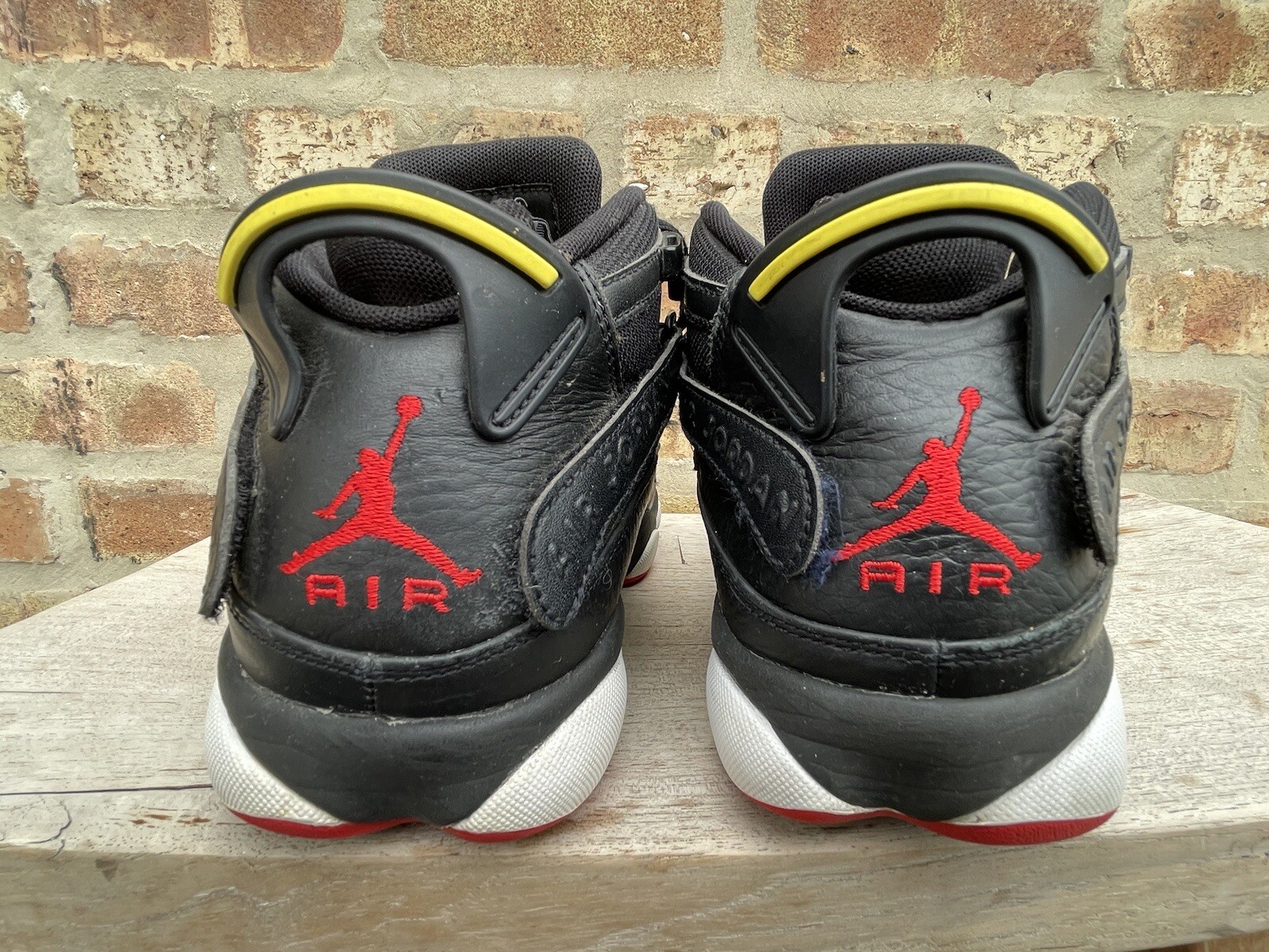 🔥 Nike Air Jordan 6 Rings • 322992-063 Black & Red Basketball Shoes Men Sz 8.5