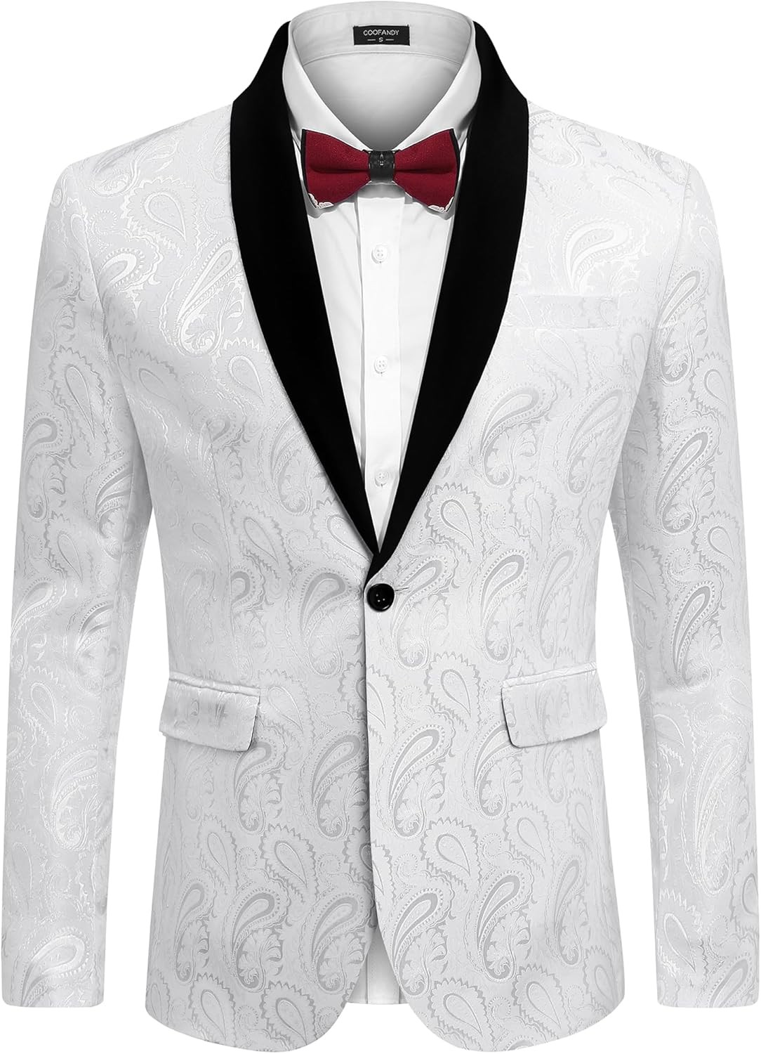 Mens Floral Paisley Tuxedo Jacket Shawl Lapel One Button Prom Wedding Blazer
