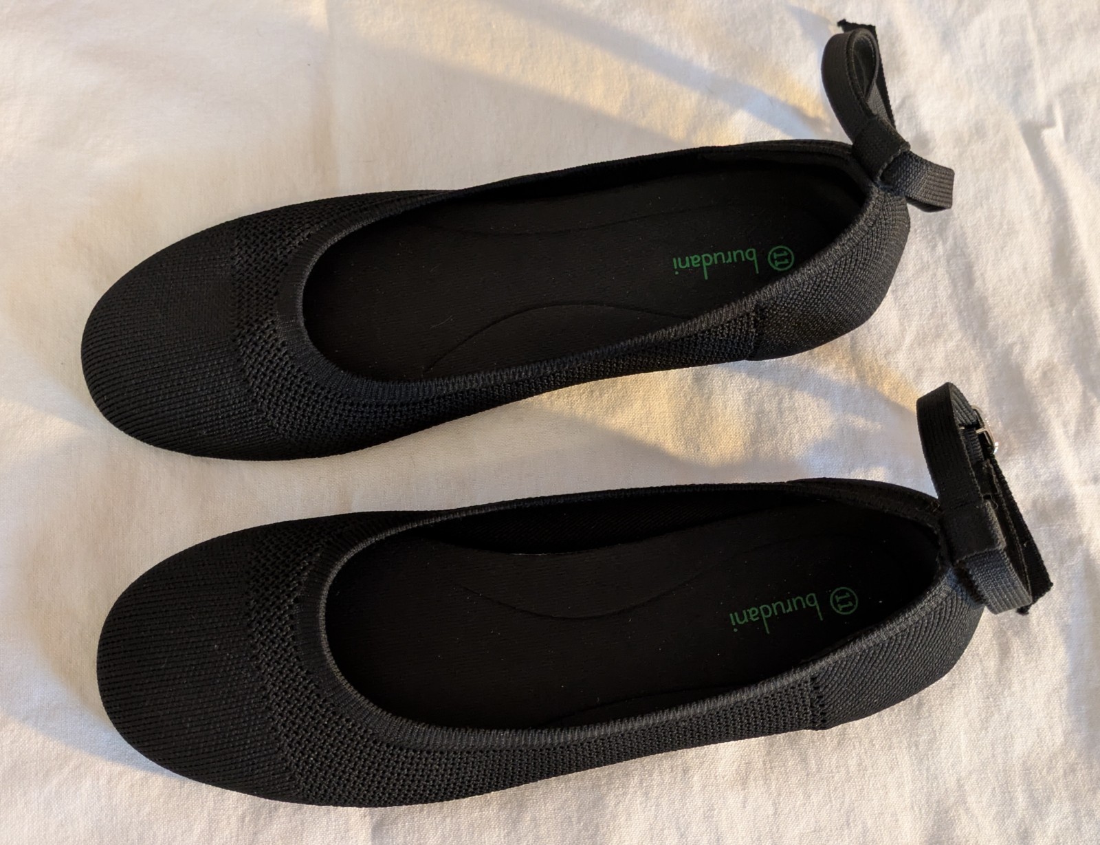Burudani Black Knit Mary Jane Round Flats Women’s Size 11 Comfort Slip-On Shoes