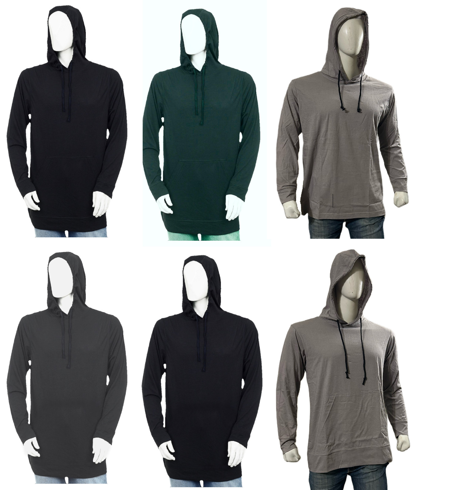Syllion T Shirt Hoodie, Long sleeve – Big and Tall – Lightweight S to 5XLT
