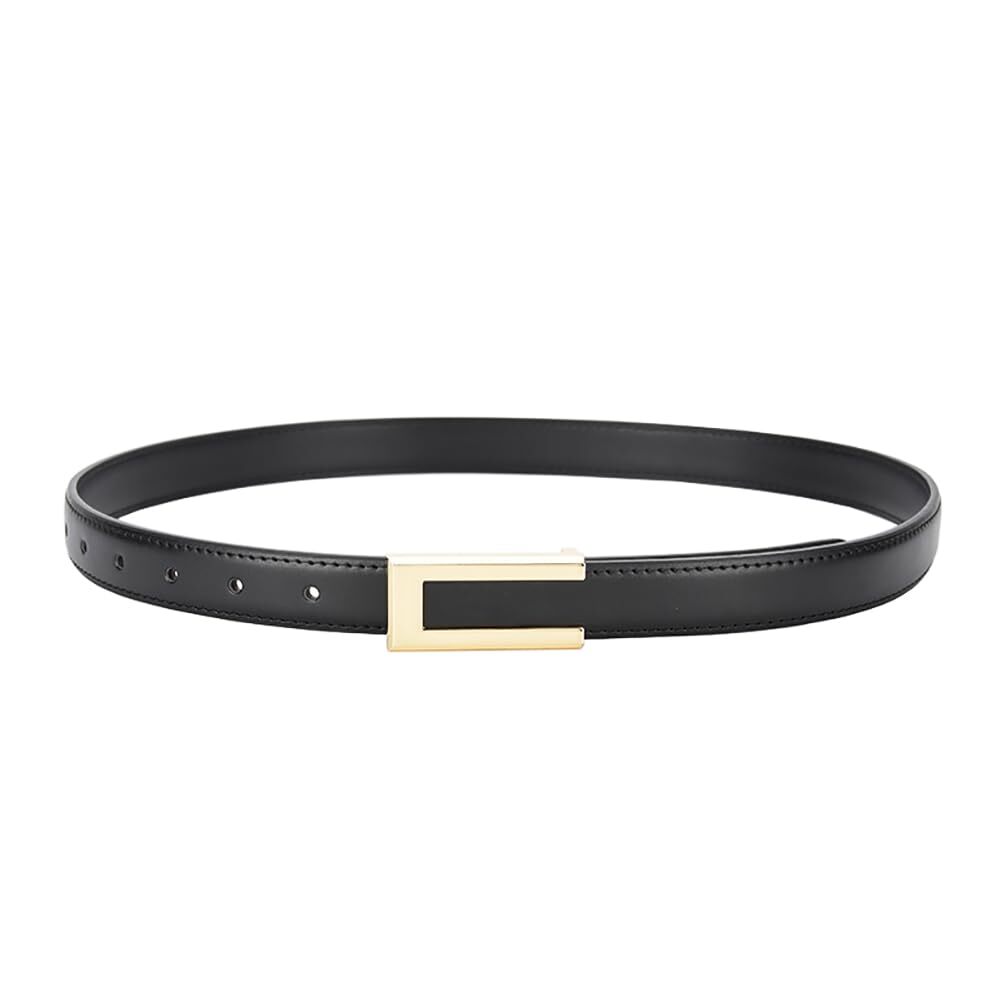 Womens Belts for Jeans, Womens Leather Belt with Gold Buckle, Skinny Belts Top