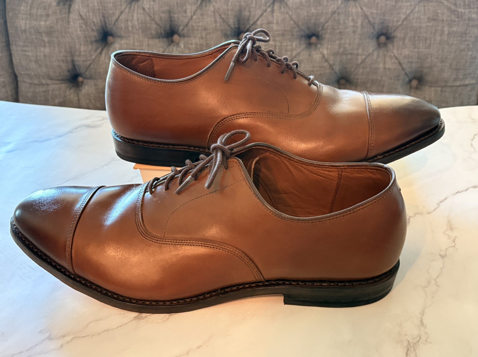 ALLEN EDMONDS Park Avenue Cap-Toe Oxfords 14 EEE Brown Leather Dress Shoes 2179