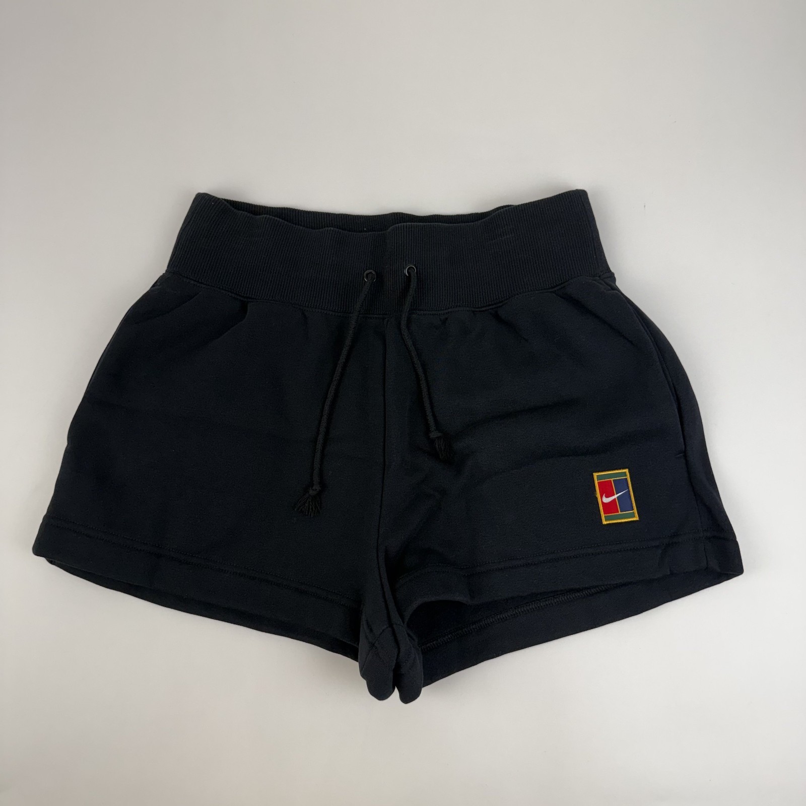 New Womens Nike NikeCourt Heritage Phoenix Black Fleece Tennis Shorts Size Small