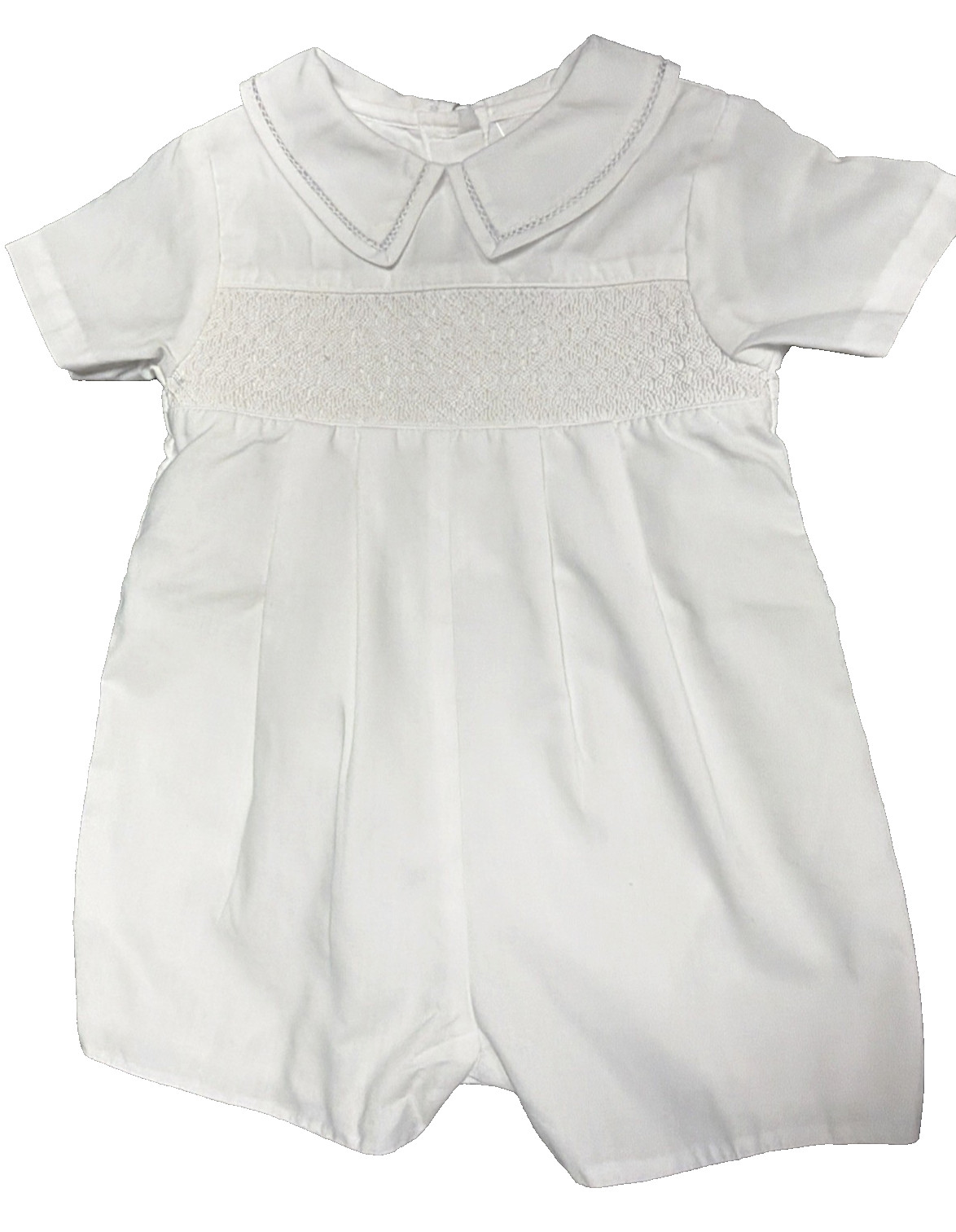 PETIT AMI White Christening Baptism Hand Smocked Romper Baby Boy Sz 6 Months