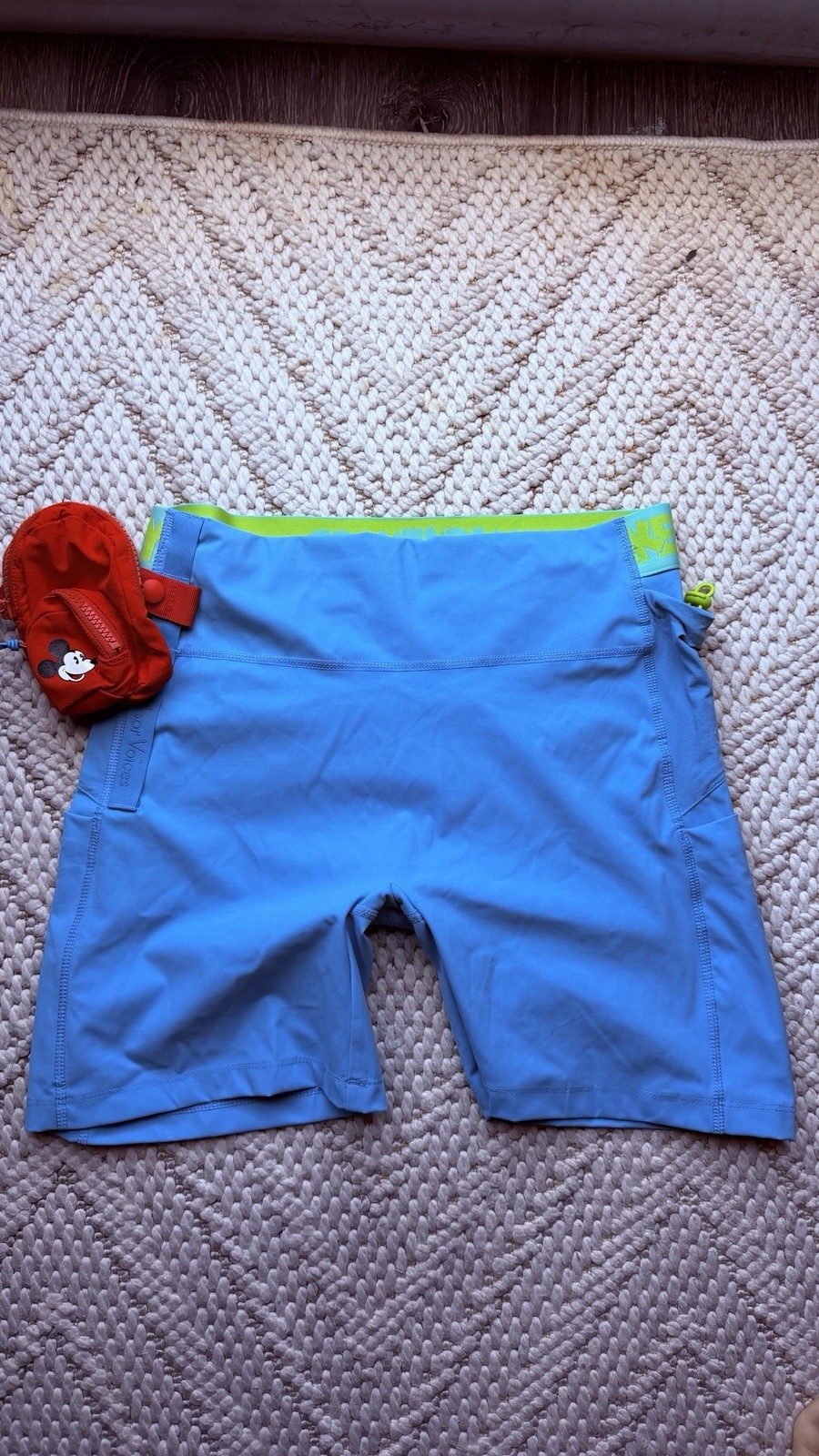 Disney Outdoor Voices Blue Athletic Shorts L NWT Mickey Pockets 8″