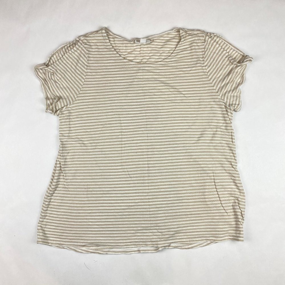 J.Jill Love Linen Linen Blend Cold Shoulder Striped Top Women’s Size XL