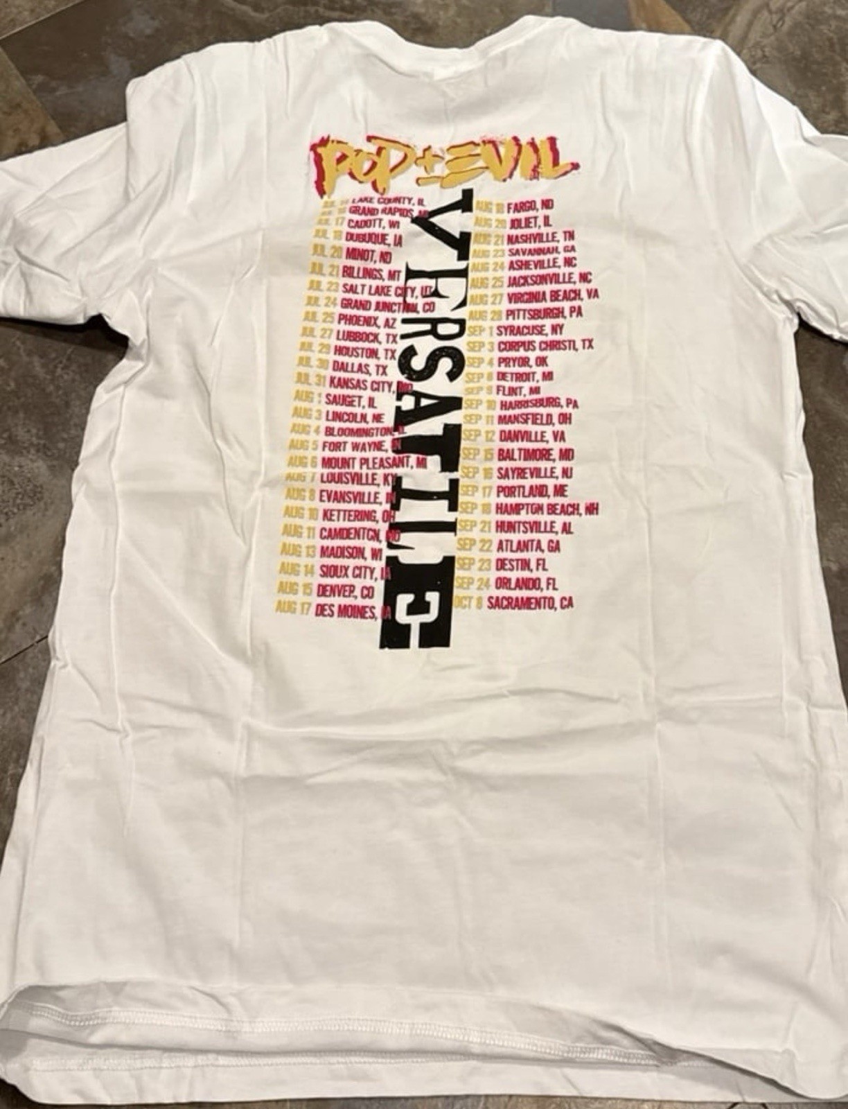 Pop Evil Merch Band T-shirt Adult L White Red Yellow Festival 2022