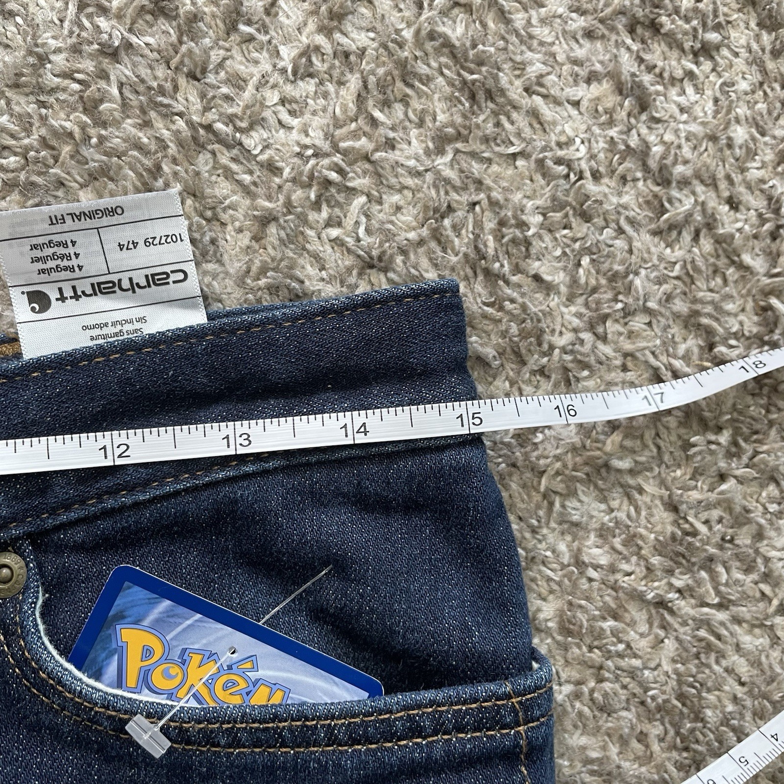 Carhartt Flannel Fleece Lined Jeans Womens 4 Blue Original Straight Stretch 1574