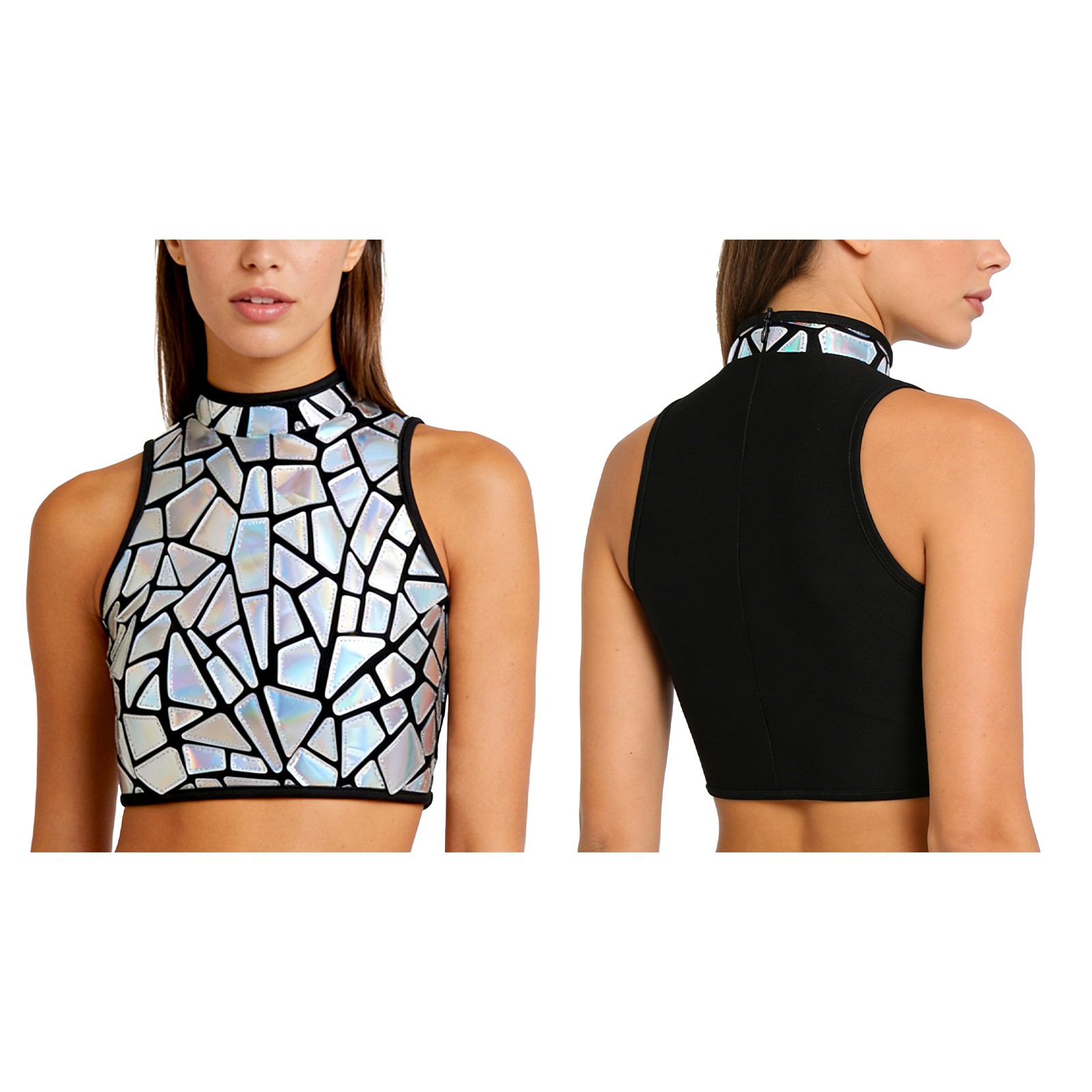 Women Top Underwire Bustier Banadage Vest Halloween Party Iridescent Clubwear