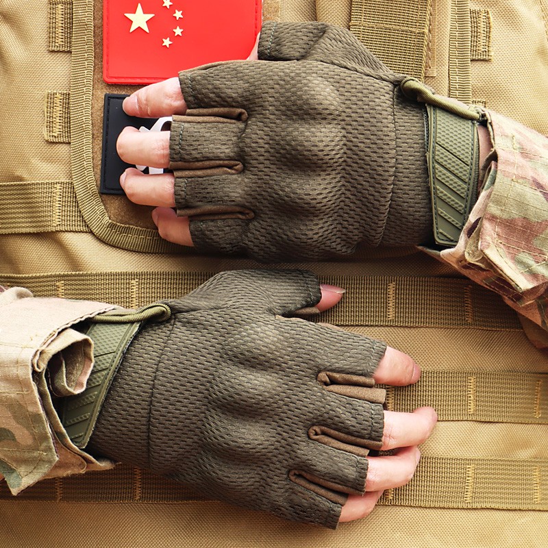 Tactical Military Fingerless Gloves Mens Outdoor Cycling Half Finger Gloves