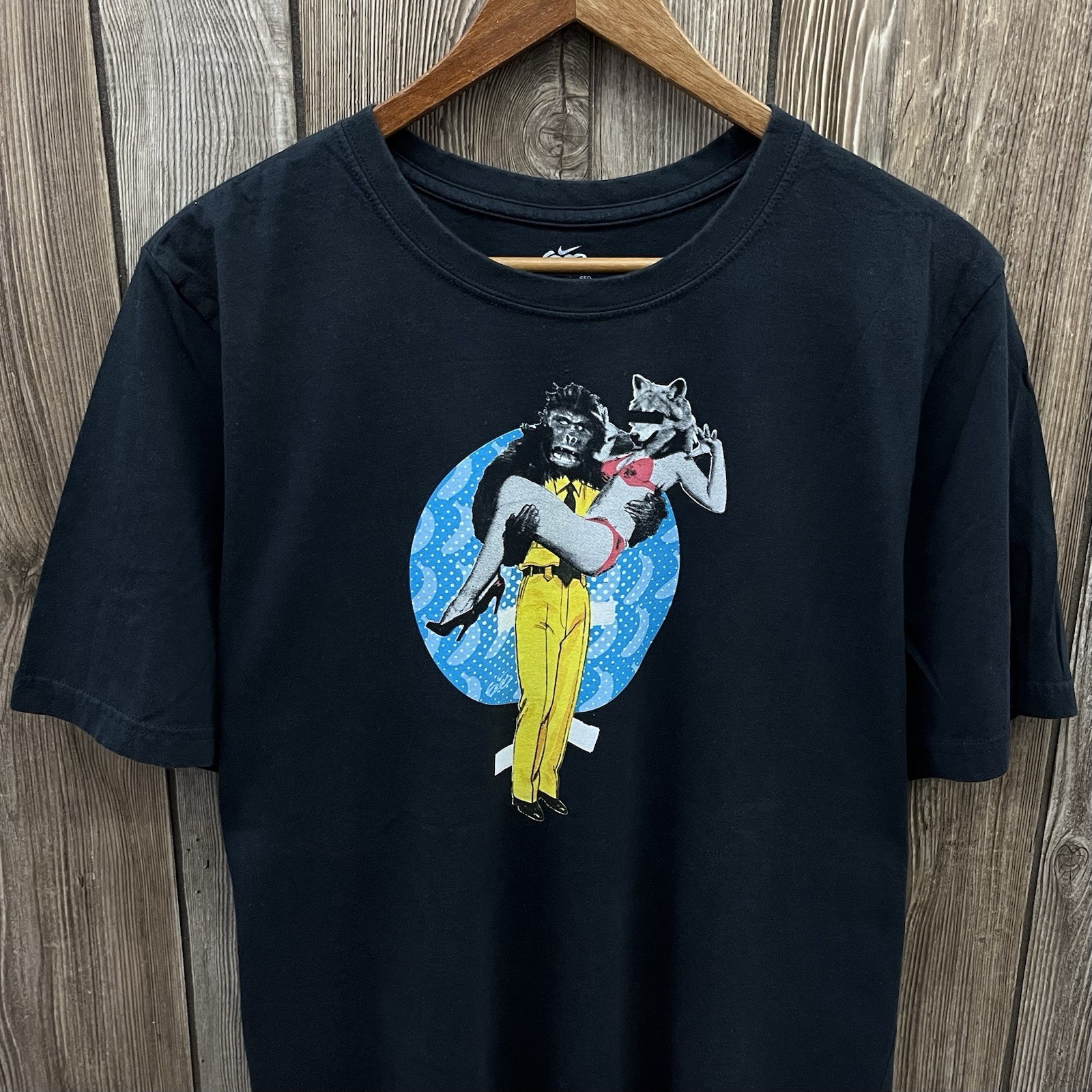 Nike 6.0 Gorilla Wolf Skateboarding Graphic Tee Shirt Y2K Black Mens XXL 2XL