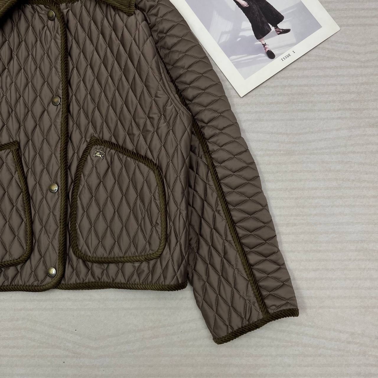 Women Quilted Short Jacket Corduroy Collar Vintage Style Warm