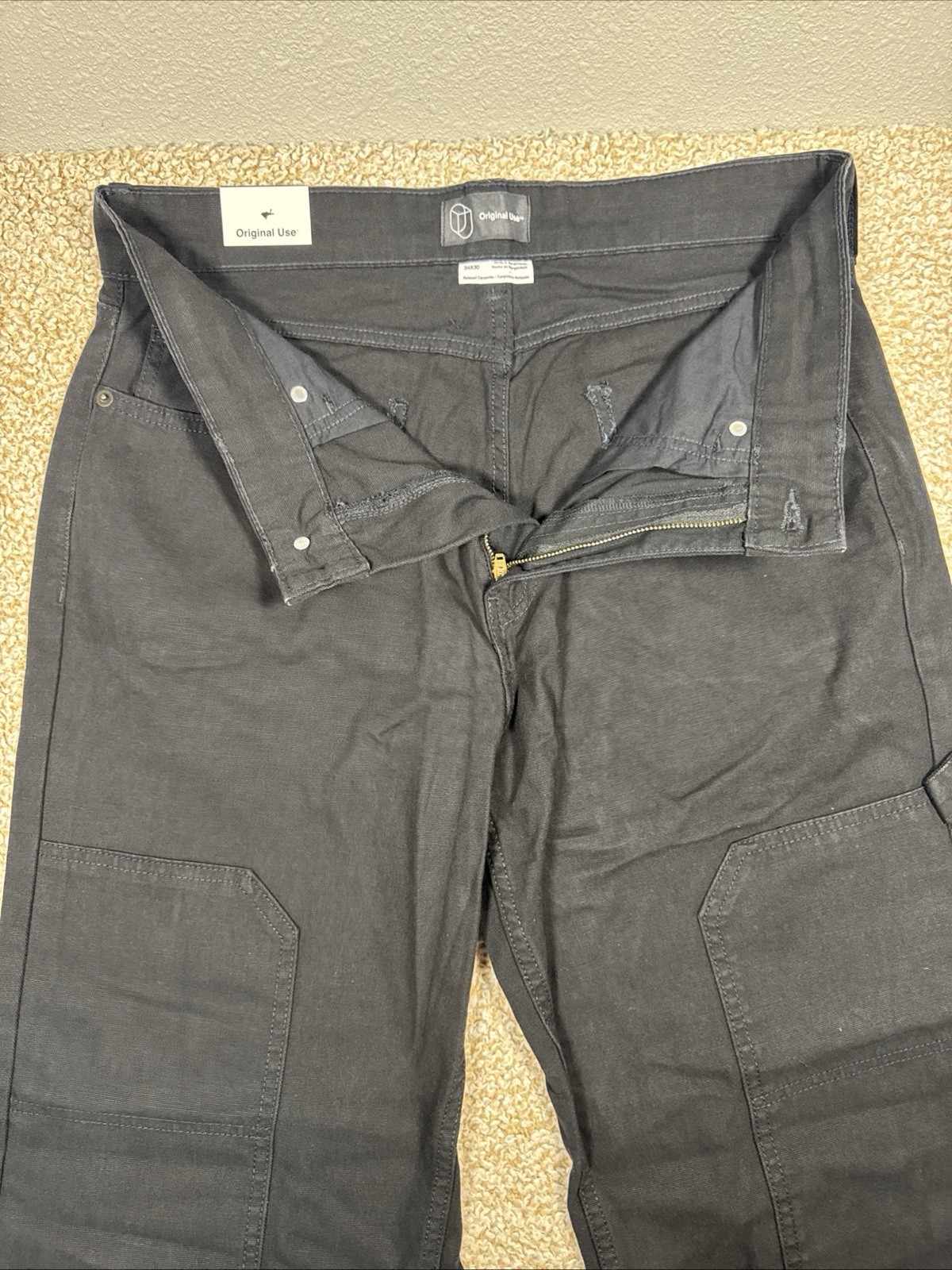 NEW Original Use Lot Of 2 Carpenter Pants 34×30 Black & Brown Relaxed Fit