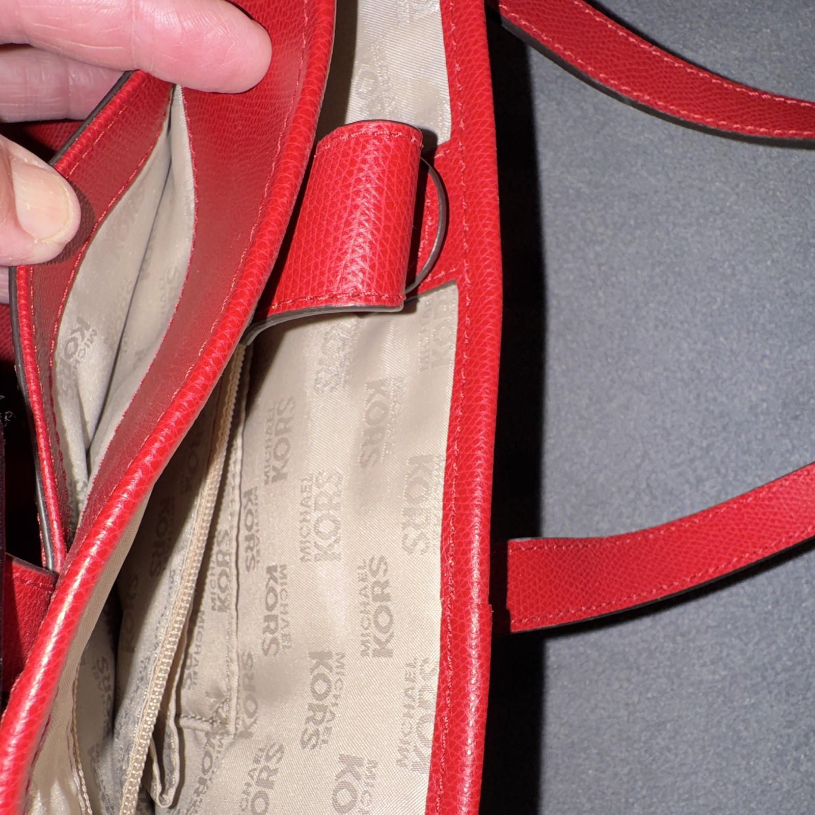 Michael Kors Bag Jet Set Red Saffiano Leather Tote Shoulder Handbag 15×9