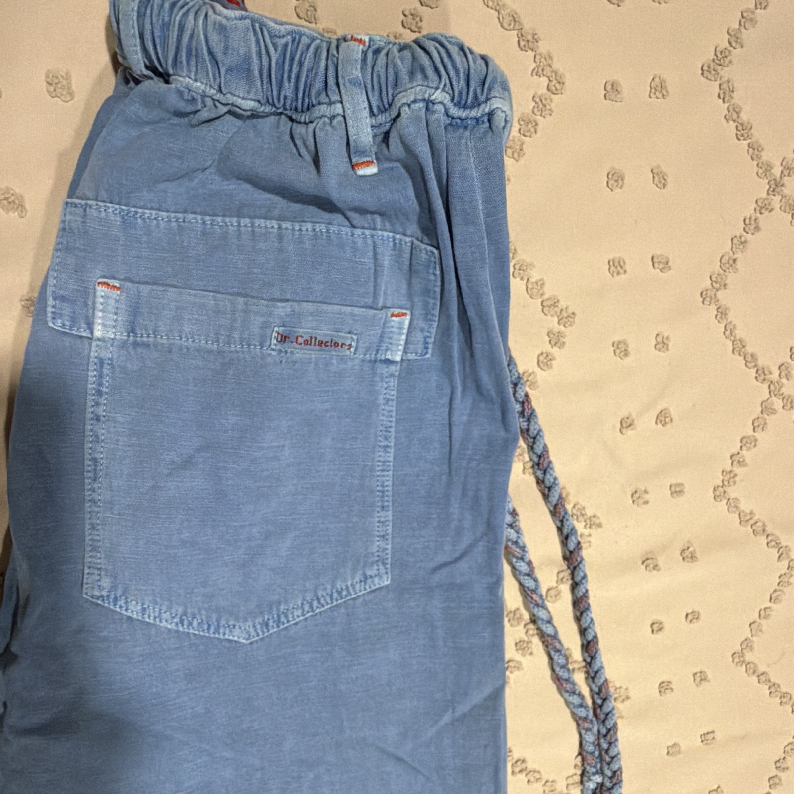 Dr. Collector Women’s Blue Cotton Linen Jogger Pants Pockets Drawstring S