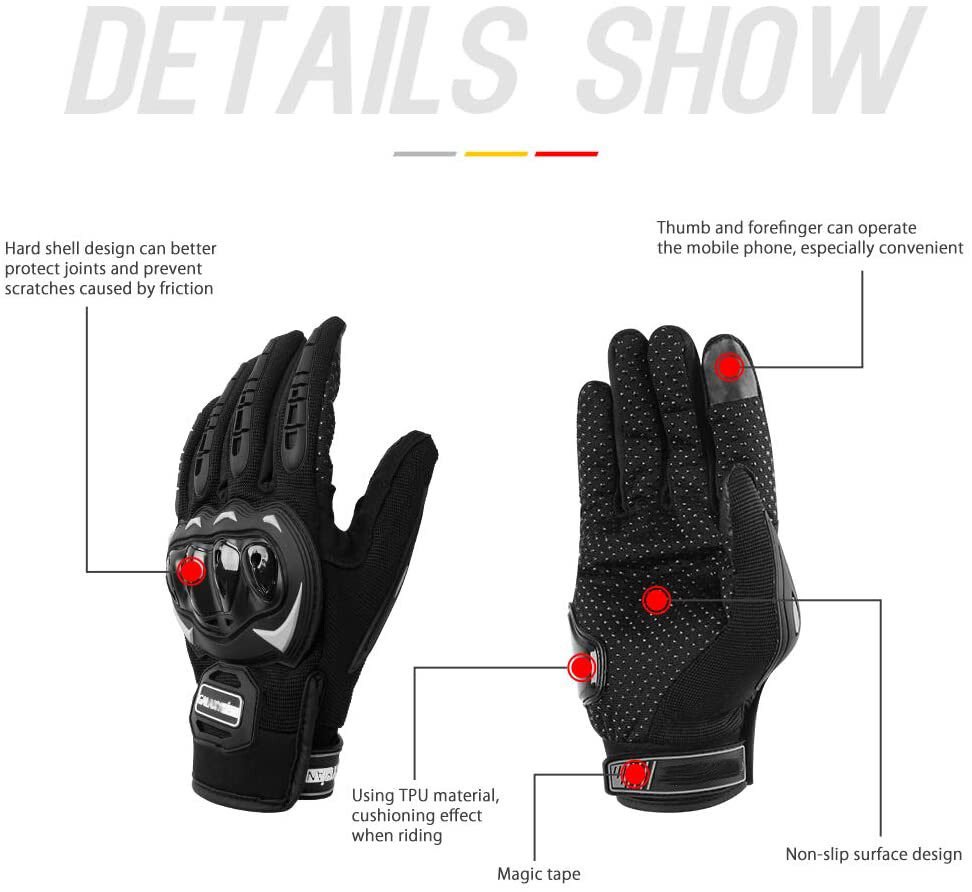 Motorcycle Gloves Full Finger Touchscreen Motorbike Gloves for ATV MTB Riding US