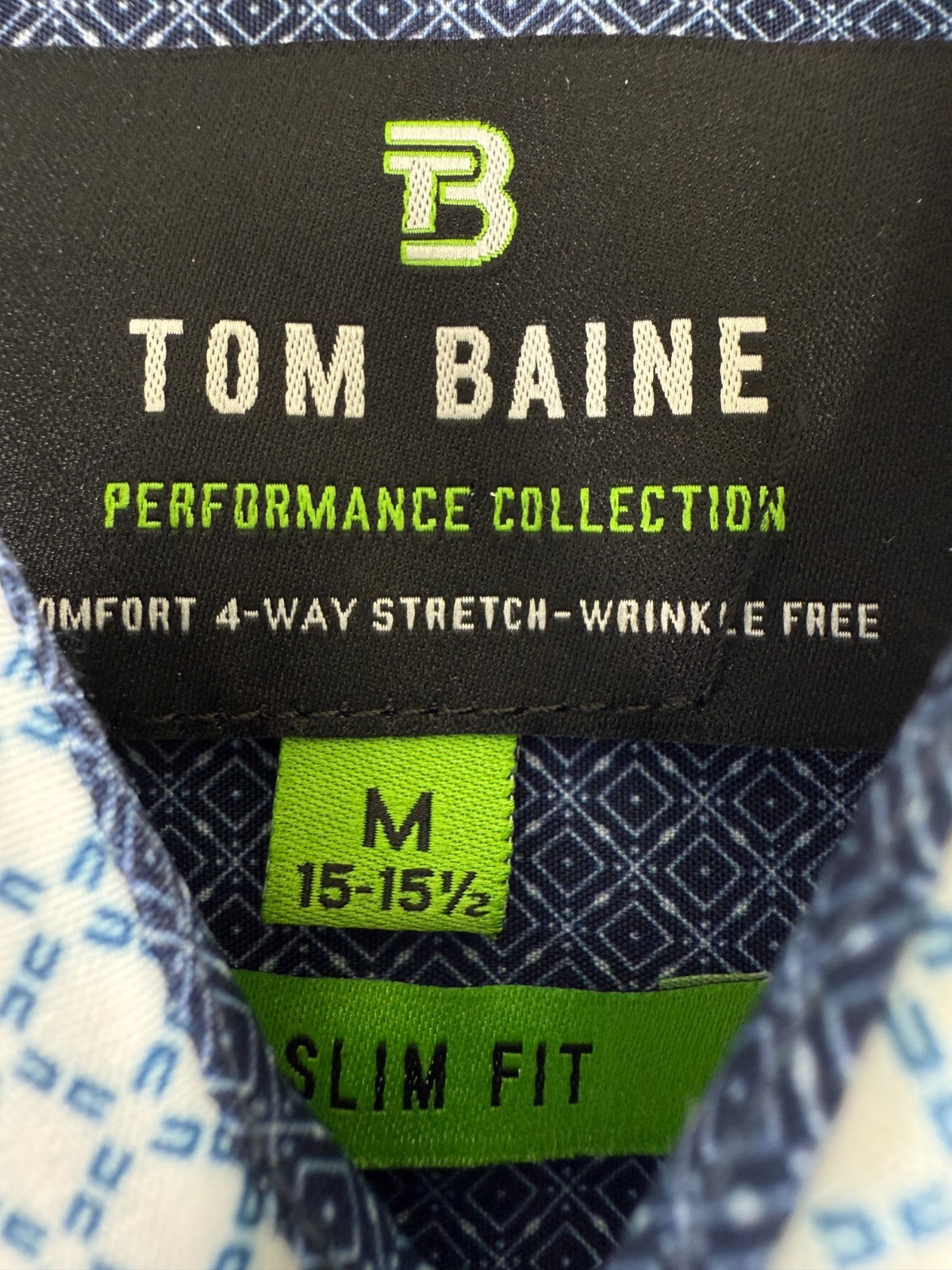 NEW Tom Baine slim fit Performance Collection 4-way stretch button shirt Mens M