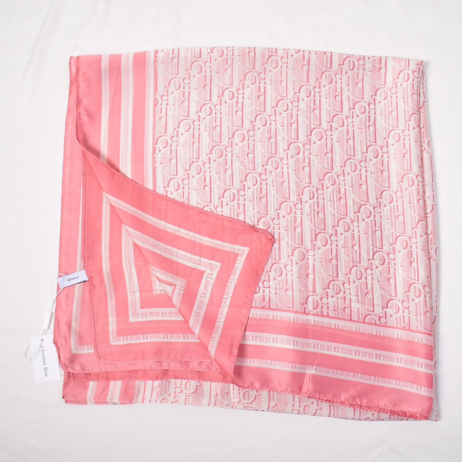 100% AUTHENTIC DIOR SUMMER WRAP SCARF SHAWL STOLE SALMAN PINK 100%SILK PRE OWNED