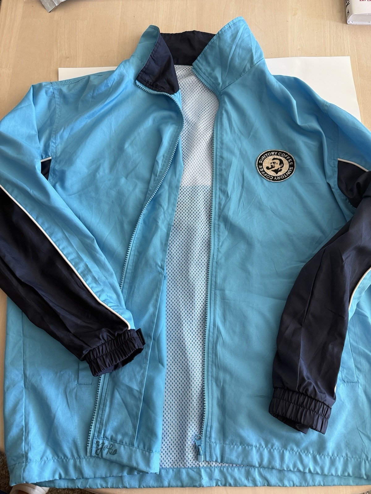 Suntory Coffee Windbreaker Jacket Unisex L Light Blue Vintage