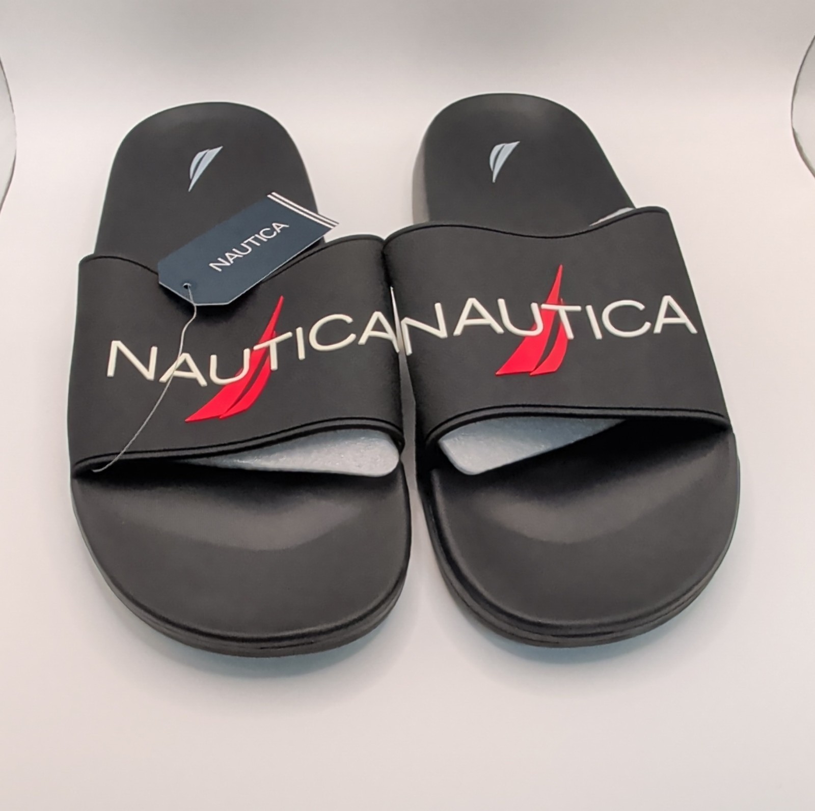 Nautica Men’s Black Slide Sandals US 11 Lightweight Rubber Synthetic