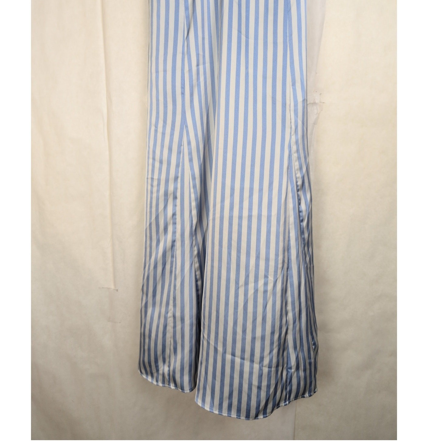Preppy Coastal blue and white striped satin slip dress Size Small Nautical Retro