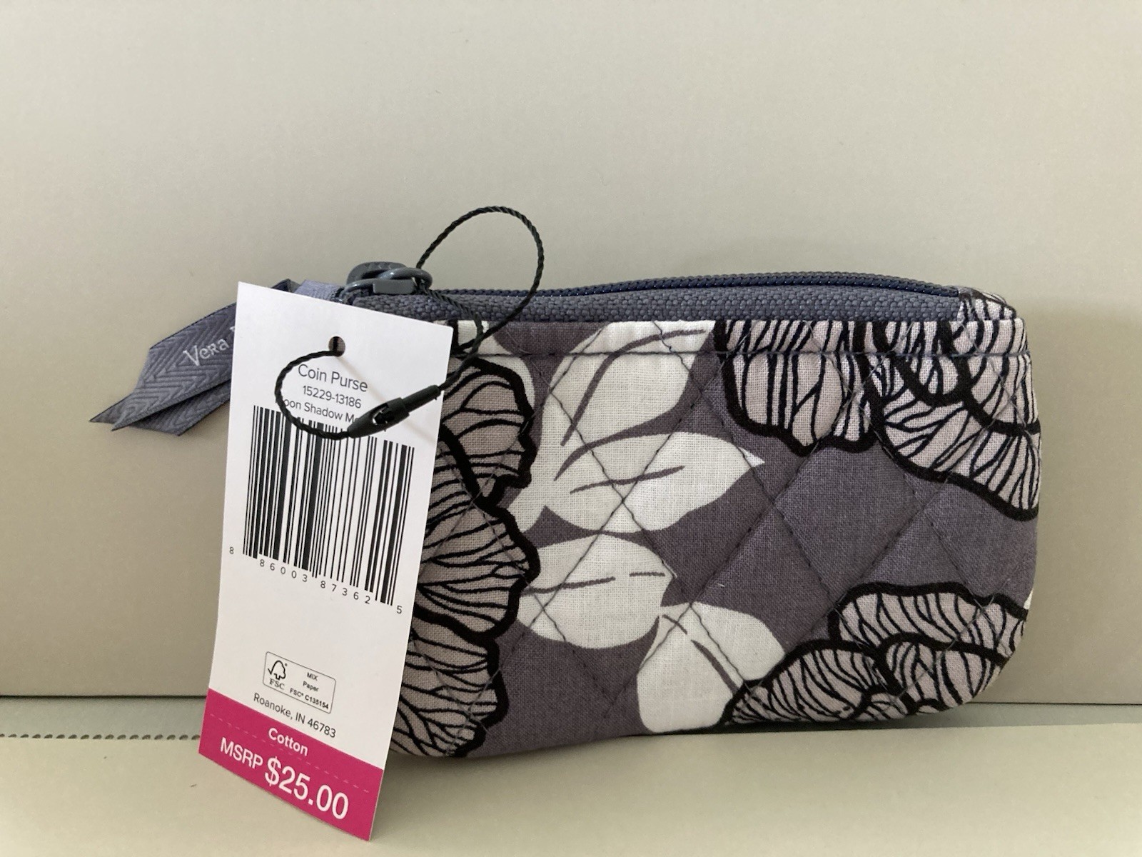 Vera Bradley $25 Coin Purse in Moon Shadow Meadow NWT 5″ x 3.5″