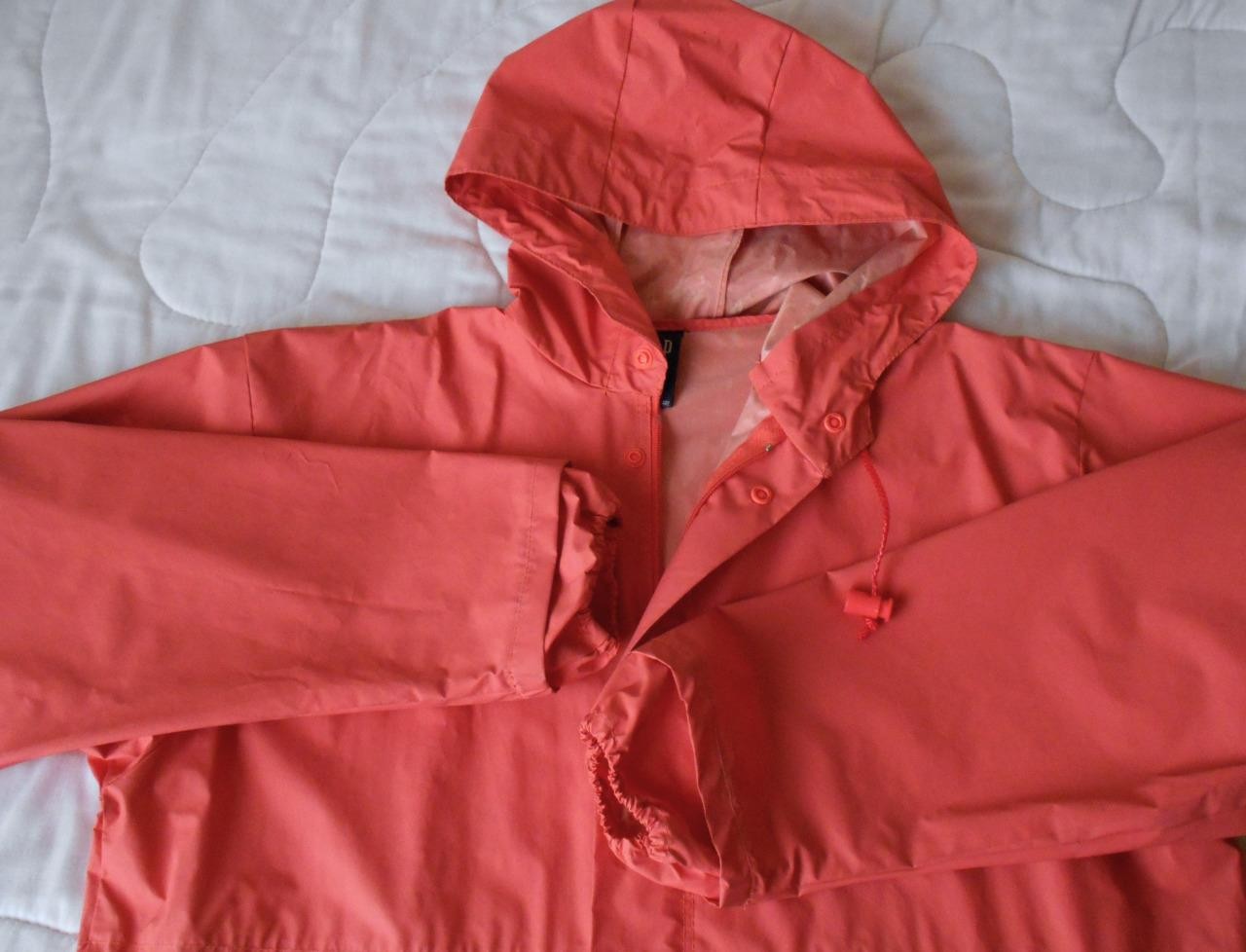 Vtg Gap Kids Storm Buster Raincoat & Pouch Peach/Orange L/XL
