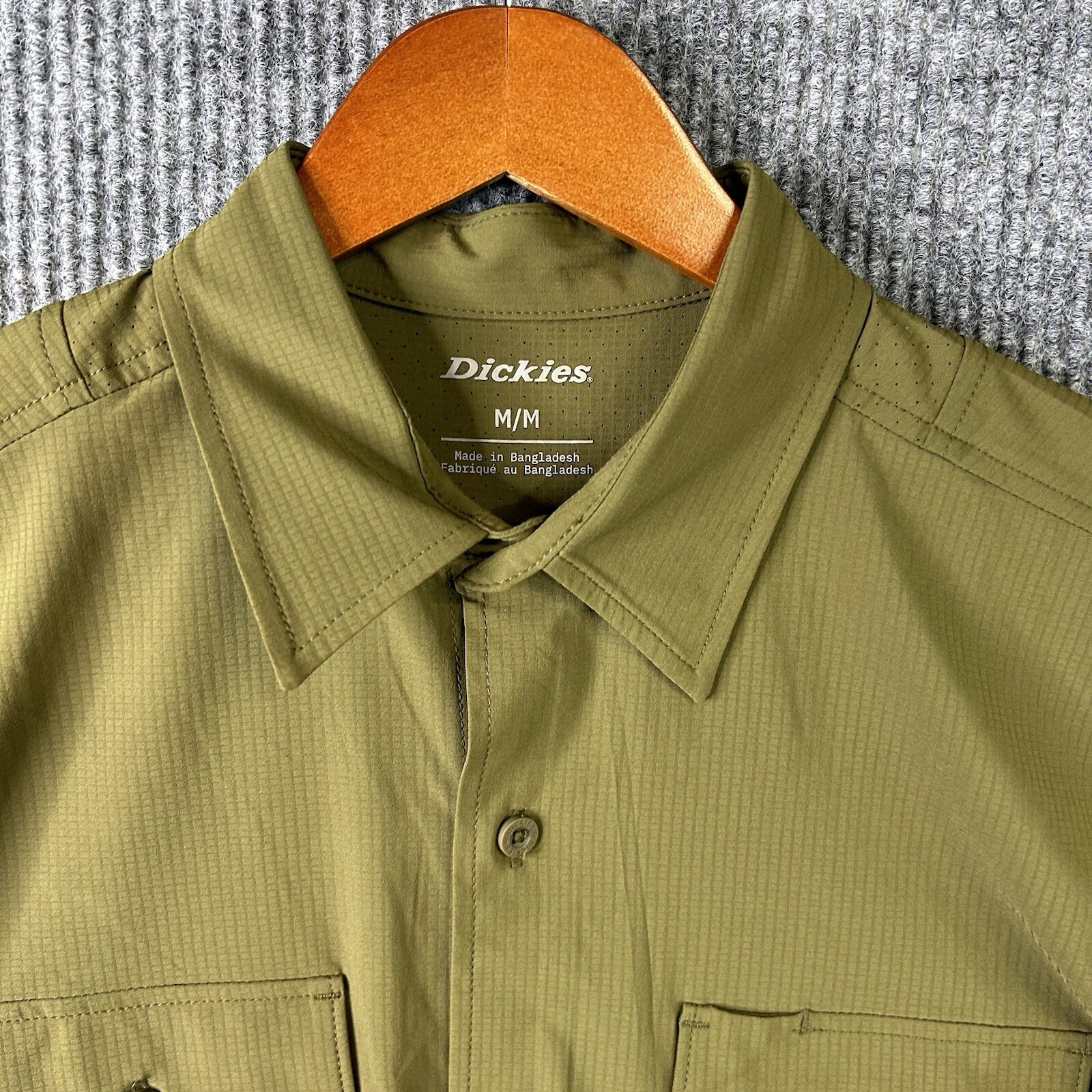 Dickies Button Shirt Mens Medium Temp IQ Green Performance Work