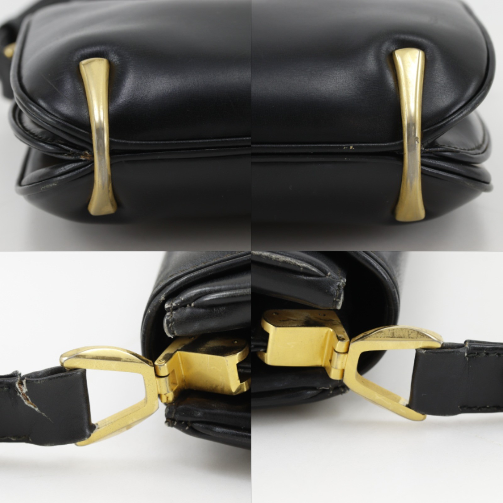 GUCCI Old Gucci Shoulder Bag vintage black Calfskin Women