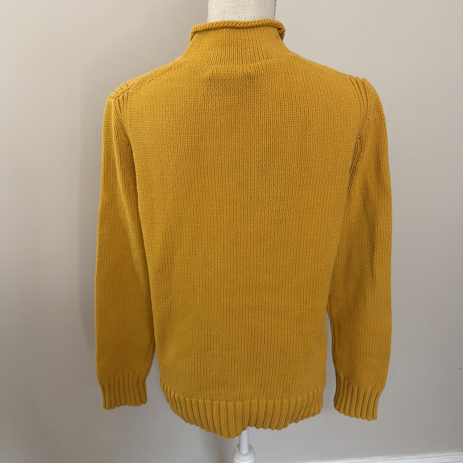 J.Crew Always Roll Mock Neck Shaker Stitch Cotton Blend Sweater Yellow Size Larg