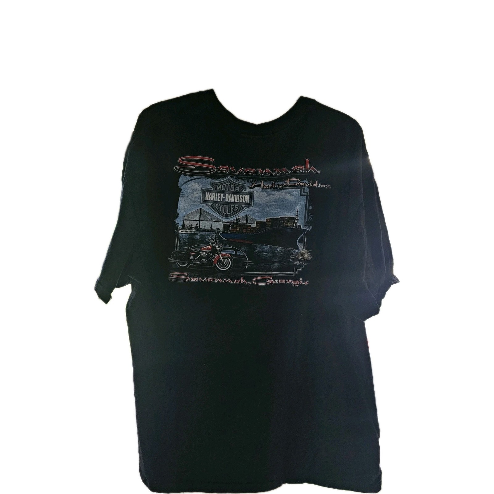 Savannah GA Harley-Davidson 2 Sided T-Shirt Men’s 2XL 50 inX 29.5in Ship Eagle