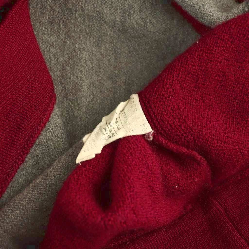 Lacoste knit sweater, V-neck, wool, size 3, gray, burgundy, dark gray