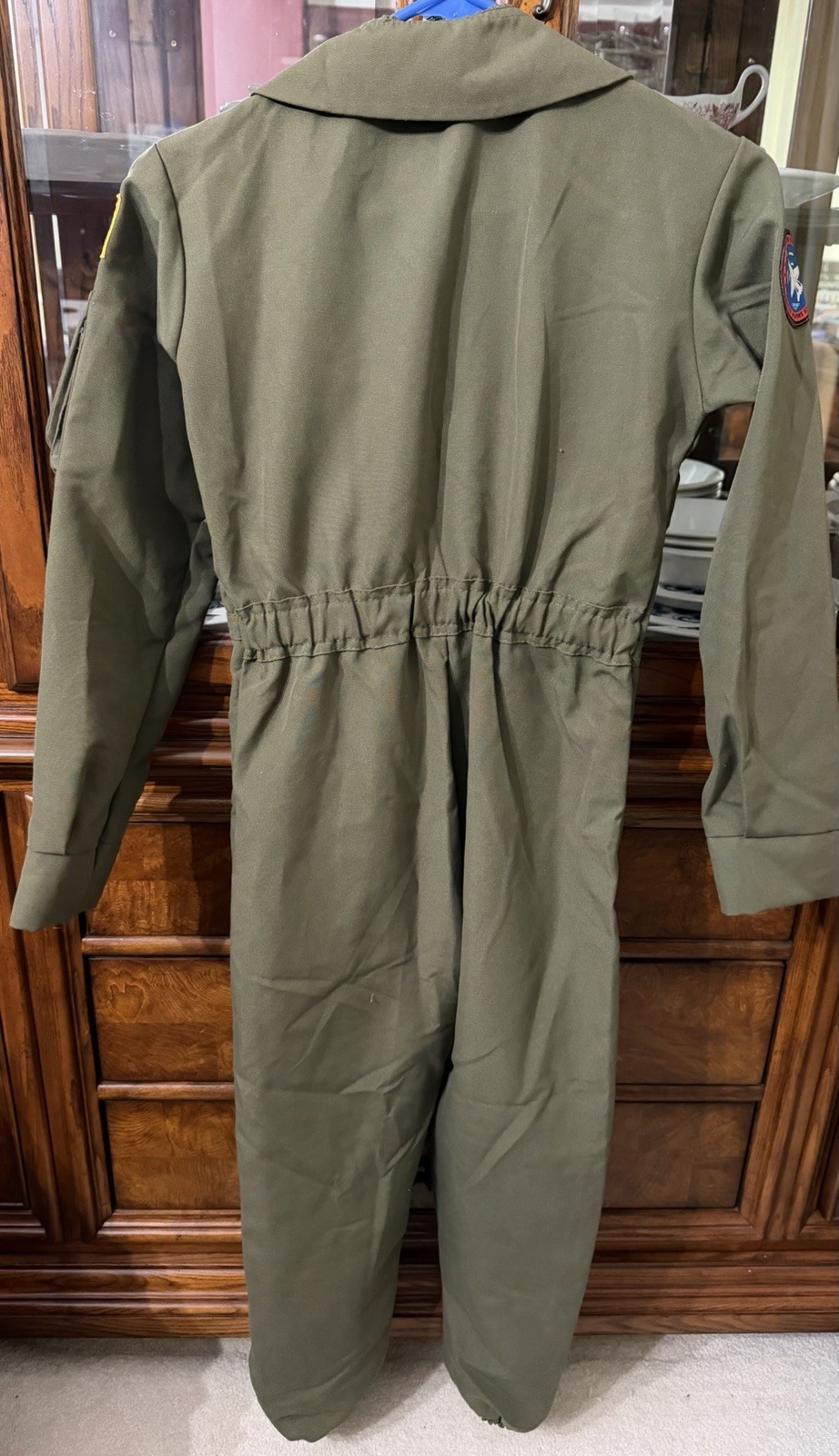 Top Gun Maverick Green Polyester Flight Suit w/ Patches Zip medium 8/10