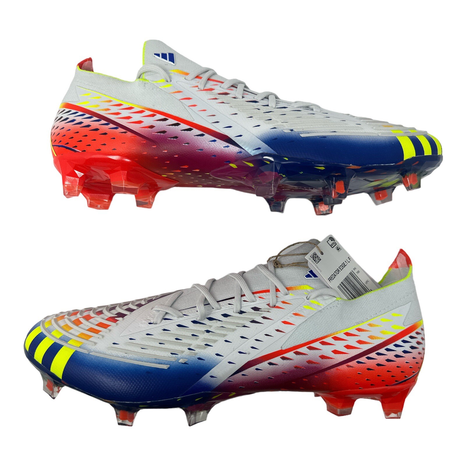 Adidas Predator Edge .1 L FG Men’s Cleats Size 9 White Yellow Blue Soccer GW1022