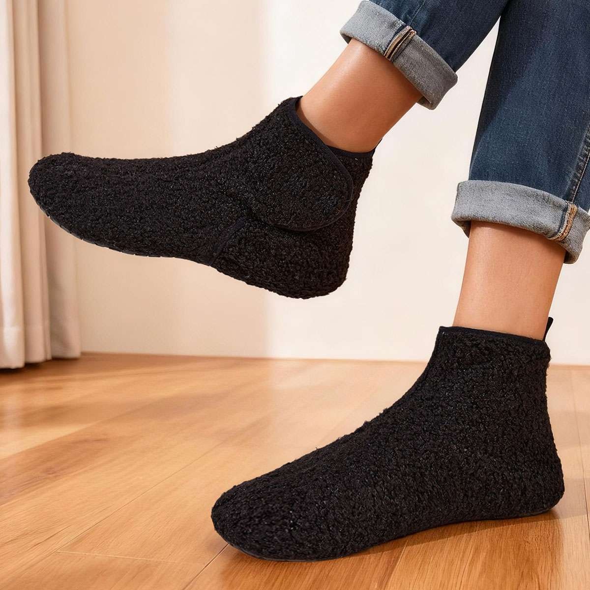 Womens Teddy Fleece Indoor Booties Slippers Cozy Soft Sole House Shoes Non Slip