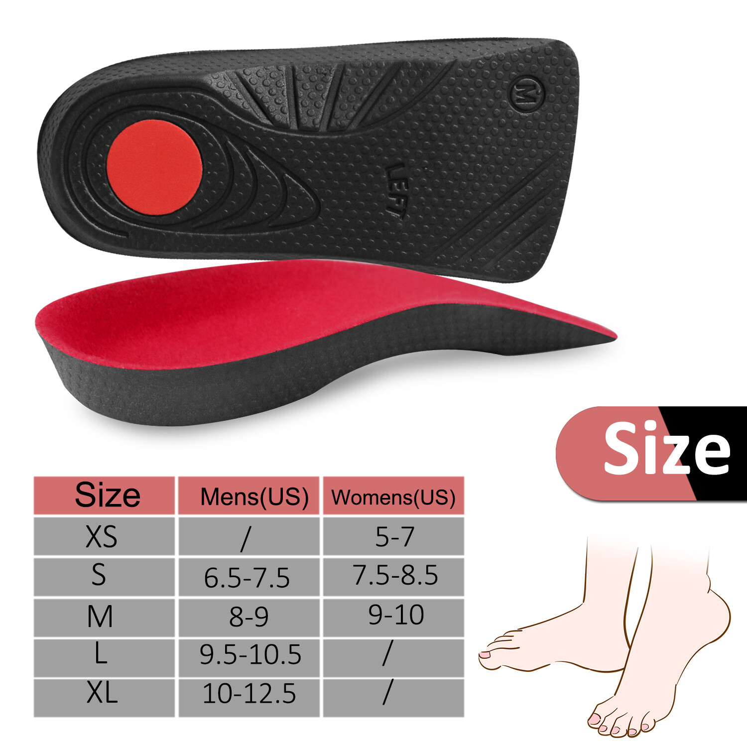 Arch Cushion Plantar Orthotic Insoles Half Cushion Athletic Socks Relieve Planta
